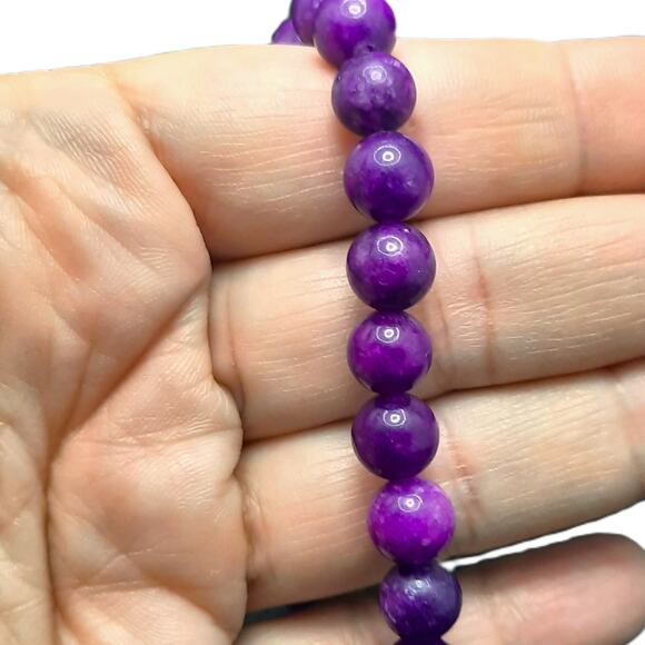 Purple Sugilite Jade Bracelet Artisan Made Stretch 8mm Gemstone Beaded Stack New - Picture 8 of 11